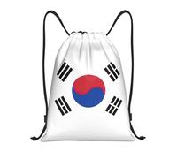 bmnaswt Sac à dos pliable avec cordon de serrage imprimé drapeau de la République de Corée pour la plage, la randonnée, la gym et les courses quotidiennes, Noir , M, Sac à dos de voyage