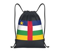 bmnaswt Sac à dos pliable avec cordon de serrage imprimé drapeau de l'Afrique centrale pour la plage, la randonnée, la gym et les courses quotidiennes, Noir , M, Sac à dos de voyage