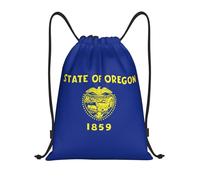 bmnaswt Sac à dos pliable avec cordon de serrage imprimé drapeau de l'État de l'Oregon pour la plage, la randonnée, la gym et les courses quotidiennes, Noir , M, Sac à dos de voyage