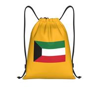 bmnaswt Sac à dos pliable avec cordon de serrage imprimé drapeau du Koweït pour la plage, la randonnée, la gym et les courses quotidiennes, Noir , M, Sac à dos de voyage