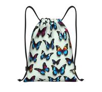 bmnaswt Sac à dos pliable avec cordon de serrage imprimé papillon et violoncelle pour la plage, la randonnée, la gym et les courses quotidiennes, Noir , M, Sac à dos de voyage