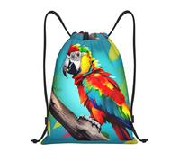 bmnaswt Sac à dos pliable avec cordon de serrage imprimé perroquets sur un arbre pour la plage, la randonnée, la gym et les courses quotidiennes, Noir , S, Sac à dos de voyage