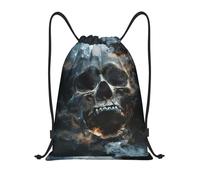 bmnaswt Sac à dos pliable avec cordon de serrage, motif tête de mort, fantôme, horreur pour la plage, la randonnée, la gym et les courses quotidiennes, Noir , M, Sac à dos de voyage