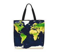 bmnaswt Sac fourre-tout léger à fermeture éclair avec imprimé carte du monde, sac à main décontracté pour le shopping et le travail