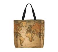 bmnaswt Sac fourre-tout léger à fermeture éclair avec imprimé carte du monde, sac à main décontracté pour le shopping et le travail