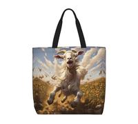 bmnaswt Sac fourre-tout léger à fermeture éclair imprimé chèvre Frolic, sac à main décontracté pour le shopping et le travail