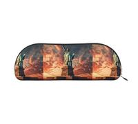 bmnaswt Statue de la Liberté dans une pochette de rangement imprimée à New York, pochette à fermeture éclair à grain croisé, élégante trousse de papeterie portable pour maquillage, Argenté., One Size