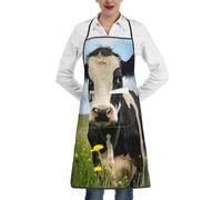 bmnaswt Tablier de cuisine en polyester imprimé vache laitière avec poche pour cuisine, restaurant, artisanat