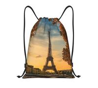 bmnaswt Tour Eiffel Paris Automne Imprimé Sac à Cordon Sac à Dos Pliable Gym pour Plage Randonnée Gym et Courses Quotidiennes, Noir , S, Sac à dos de voyage