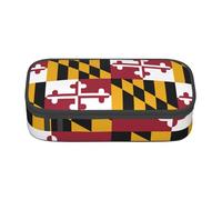 bmnaswt Trousse à crayons de grande capacité avec fermeture éclair et poche en maille et emplacements pour stylos Motif drapeau de l'État du Maryland