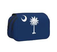 bmnaswt Trousse à stylos double clapet avec poches zippées, motif drapeau de la Caroline du Sud, cadeau idéal