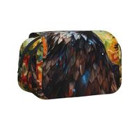 bmnaswt Trousse à stylos double coquillage avec imprimé aigle, pochette en tissu Oxford avec poches zippées, cadeau idéal