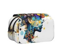 bmnaswt Trousse à stylos double coquillage avec motif intelligence artificielle, pochette en tissu Oxford avec poches zippées, cadeau idéal