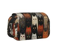 bmnaswt Trousse à stylos double coquillage imprimé chat, pochette en tissu Oxford avec poches zippées, cadeau idéal