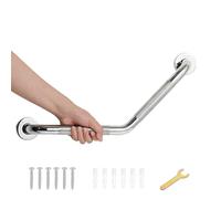Bmoytu Barre d'appui de salle de bain de 50,8 cm, barre d'appui coudée chromée avec poignée moletée antidérapante, barre d'équilibre de bain en acier inoxydable, tube de 2,5 cm, poignée de bain d'aide