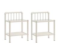 BMP - Best Lot de 2 Tables de Chevet - Tables de Nuit Scandinave Blanc et transparent Métal et verre, 45x34,5x62,5 cm FR 3BFecn