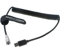 BMPCC-4K6K Flexible Power Cable for USB-C Blackmagic-Pocket-Cinema-CameraType-C PD-Power-Bank Output to 2 Pin Female Coiled Cable