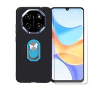 BMPNLSZ Coque pour Blackview Shark 6 + Bleu Anneau de Support Rotatif Amovible à 360 degrés, Noir Silicone TPU Cover Bumper Housse Étui Case + HD Film Protecteur.