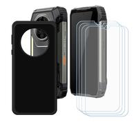 BMPNLSZ Coque pour Blackview Xplore 2 Projector, Noir Silicone TPU Cover Bumper Housse Étui Case + [4 pièces] HD Film Protecteur Verre trempé écran pour (6,73").