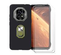 BMPNLSZ Coque pour Blackview Xplore 2 Projector + Vert Anneau de Support Rotatif Amovible à 360 degrés, Noir Silicone TPU Cover Bumper Housse Étui Case + [2 pièces] Verre trempé écran.