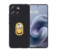 BMPNLSZ Coque pour Coolpad Cool 30 Play + Jaune Anneau de Support Rotatif Amovible à 360 degrés, Noir Silicone TPU Cover, Bumper Anti-Choc Etui Housse de Protection Case.