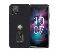 BMPNLSZ Coque pour Crosscall Stellar M6 + Noir Anneau de Support Rotatif Amovible à 360 degrés, Noir Silicone TPU Cover, Bumper Anti-Choc Etui Housse de Protection Case.
