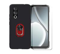 BMPNLSZ Coque pour Doogee Blade 10 Power + Rouge Anneau de Support Rotatif Amovible à 360 degrés, Noir Silicone TPU Cover Bumper Housse Étui Case + HD Film Protecteur.