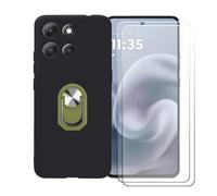 BMPNLSZ Coque pour Doogee Blade 20 Turbo + Vert Anneau de Support Rotatif Amovible à 360 degrés, Noir Silicone TPU Cover Bumper Housse Étui Case + [2 pièces] Verre trempé écran.