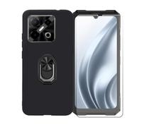 BMPNLSZ Coque pour Doogee Blade GT Play + Noir Anneau de Support Rotatif Amovible à 360 degrés, Noir Silicone TPU Cover Bumper Housse Étui Case + HD Film Protecteur.