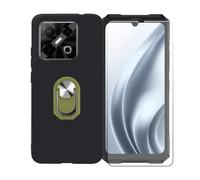 BMPNLSZ Coque pour Doogee Blade GT Play + Vert Anneau de Support Rotatif Amovible à 360 degrés, Noir Silicone TPU Cover Bumper Housse Étui Case + HD Film Protecteur.