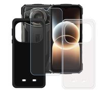 BMPNLSZ Coque pour Doogee Fire 7 Ultra, Noir + Transparent Silicone Cover Bumper Housse Étui Case + HD Film Protecteur Verre trempé écran pour (6,6").