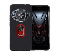 BMPNLSZ Coque pour Doogee S200 + Rouge Anneau de Support Rotatif Amovible à 360 degrés, Noir Silicone TPU Cover, Bumper Anti-Choc Etui Housse de Protection Case pour (6,72")