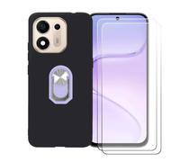 BMPNLSZ Coque pour Doogee S200E VIP+Violet Anneau+2 Verre trempé | Violet Anneau de Support Rotatif Amovible à 360 Degrés + Noir Silicone TPU Housse Étui + [2 pièces] Verre trempé écran