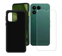 BMPNLSZ Coque pour Fairphone 6, Noir Silicone TPU Cover Bumper Housse Étui Case + HD Film Protecteur Verre trempé écran pour (6,31").