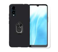 BMPNLSZ Coque pour FCNT Arrows We3 + Noir Anneau de Support Rotatif Amovible à 360 degrés, Noir Silicone TPU Cover Bumper Housse Étui Case + HD Film Protecteur.