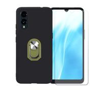 BMPNLSZ Coque pour FCNT Arrows We3 + Vert Anneau de Support Rotatif Amovible à 360 degrés, Noir Silicone TPU Cover Bumper Housse Étui Case + HD Film Protecteur.