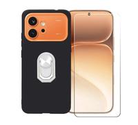 BMPNLSZ Coque pour Honor 600 + Blanc Anneau de Support Rotatif Amovible à 360 degrés, Noir Silicone TPU Cover Bumper Housse Étui Case + HD Film Protecteur.