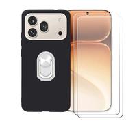 BMPNLSZ Coque pour Honor 600 Pro + Blanc Anneau de Support Rotatif Amovible à 360 degrés, Noir Silicone TPU Cover Bumper Housse Étui Case + [2 pièces] Verre trempé écran.
