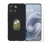 BMPNLSZ Coque pour Honor X8C 4G + Vert Anneau de Support Rotatif Amovible à 360 degrés, Noir Silicone TPU Cover Bumper Housse Étui Case + HD Film Protecteur.