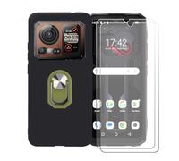 BMPNLSZ Coque pour Hotwav Cyber 16 Pro + Vert Anneau de Support Rotatif Amovible à 360 degrés, Noir Silicone TPU Cover Bumper Housse Étui Case + [2 pièces] Verre trempé écran.