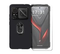 BMPNLSZ Coque pour Hotwav Hyper 8 Pro + Noir Anneau de Support Rotatif Amovible à 360 degrés, Noir Silicone TPU Cover Bumper Housse Étui Case + HD Film Protecteur.