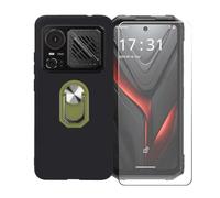 BMPNLSZ Coque pour Hotwav Hyper 8 Pro + Vert Anneau de Support Rotatif Amovible à 360 degrés, Noir Silicone TPU Cover Bumper Housse Étui Case + HD Film Protecteur.
