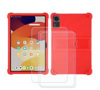 BMPNLSZ Coque pour Lenovo Tab K12, Silicone TPU Cover Souple Cristal Bumper Housse Étui Case + 3 Film Protecteur Verre trempé écran (12,1") - Rouge