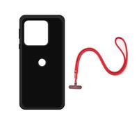 BMPNLSZ Coque pour Motorola Edge 70 Fusion (6,8"), Noir Silicone Cover Anti-Choc Etui Housse de Protection Case + 67CM Rouge Dragonne de Téléphone Portable Universelle