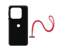 BMPNLSZ Coque pour Motorola Edge 70 Pro (6,78"), Noir Silicone Cover Anti-Choc Etui Housse de Protection Case + 67CM Rouge Dragonne de Téléphone Portable Universelle