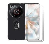 BMPNLSZ Coque pour Nubia Z60S Pro 5G + Noir Anneau de Support Rotatif Amovible à 360 degrés, Noir Silicone TPU Cover Bumper Housse Étui Case + [2 pièces] Verre trempé écran (6,78").