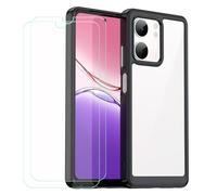 BMPNLSZ Coque pour Oppo A5X 4G, TPU Cover Souple Cristal Bumper Housse Étui Case + 2 Film Protecteur Verre trempé écran (6,67")-MFCK - Noir