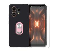 BMPNLSZ Coque pour Oscal Marine 3 + Couleur Rose Anneau de Support Rotatif Amovible à 360 degrés, Noir Silicone TPU Cover Bumper Housse Étui Case + HD Film Protecteur.