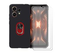 BMPNLSZ Coque pour Oscal Marine 3 + Rouge Anneau de Support Rotatif Amovible à 360 degrés, Noir Silicone TPU Cover Bumper Housse Étui Case + [2 pièces] Verre trempé écran.