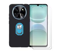 BMPNLSZ Coque pour Oscal Tiger 8 + Bleu Anneau de Support Rotatif Amovible à 360 degrés, Noir Silicone TPU Cover Bumper Housse Étui Case + [2 pièces] Verre trempé écran.